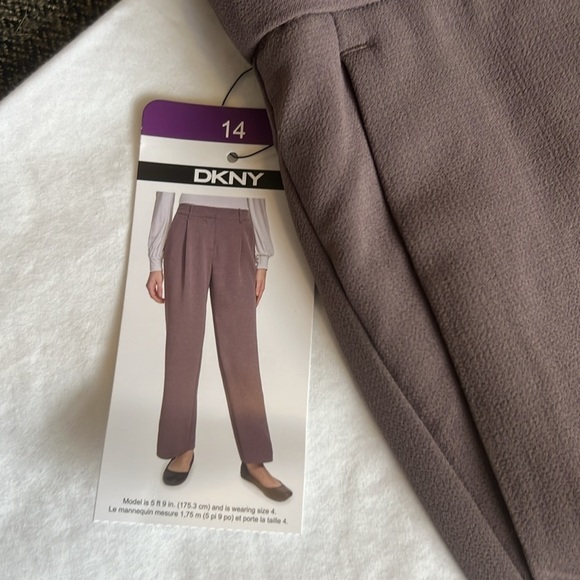 NWT DKNY Women's Taupe Pants sz 14 Elasticized Back wide leg - Picture 3 of 7